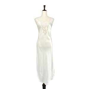 Vintage Victoria Secret Deep V-neck Lace Satin Nightgown | Small